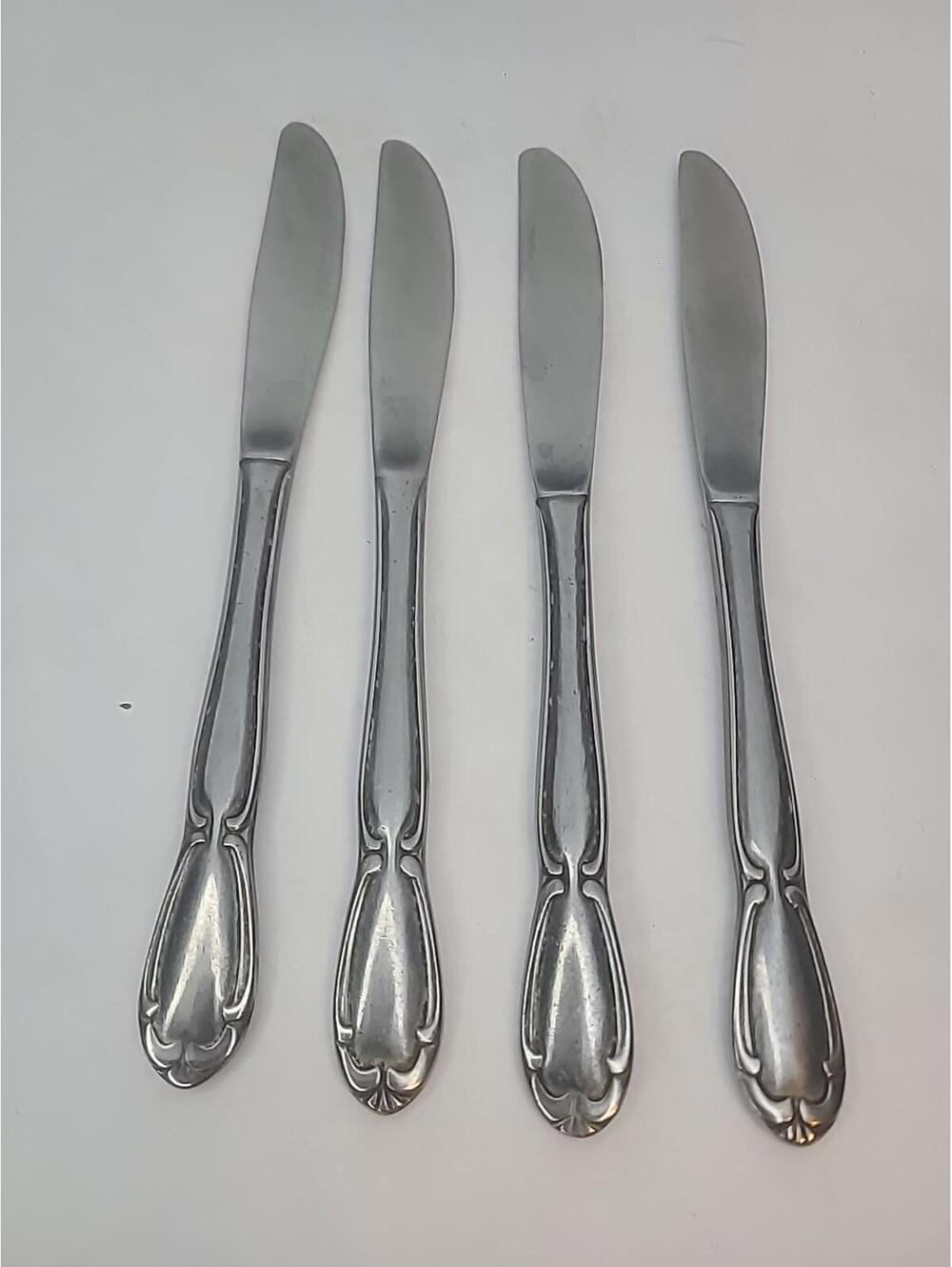 Vintage Stainless Korea Set Of 4 Butter Knives Decorative Handles